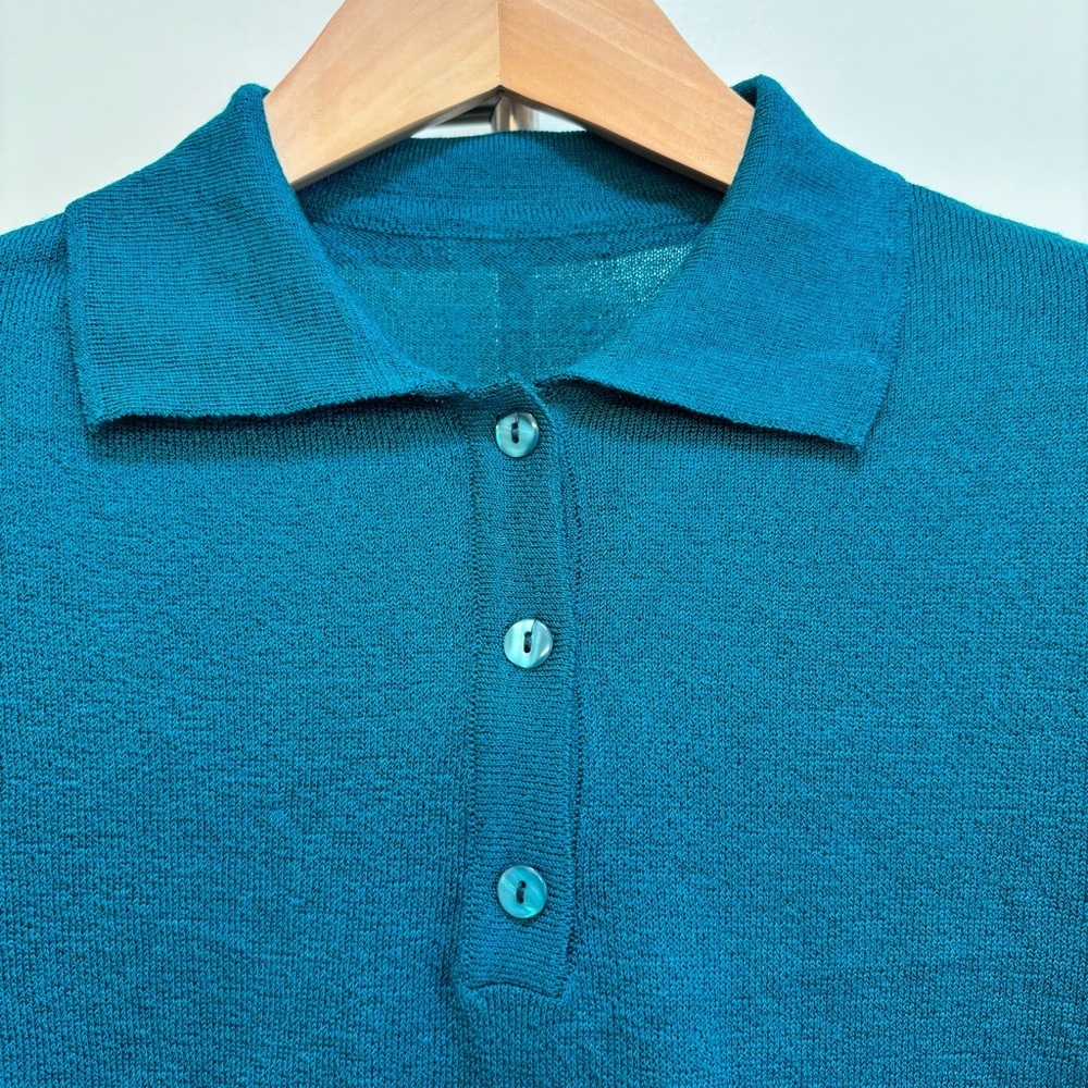 Womens Blue Green Knit Sweater Size Large Coastal Grandma Resort Travel Italian - Picture 3 of 12